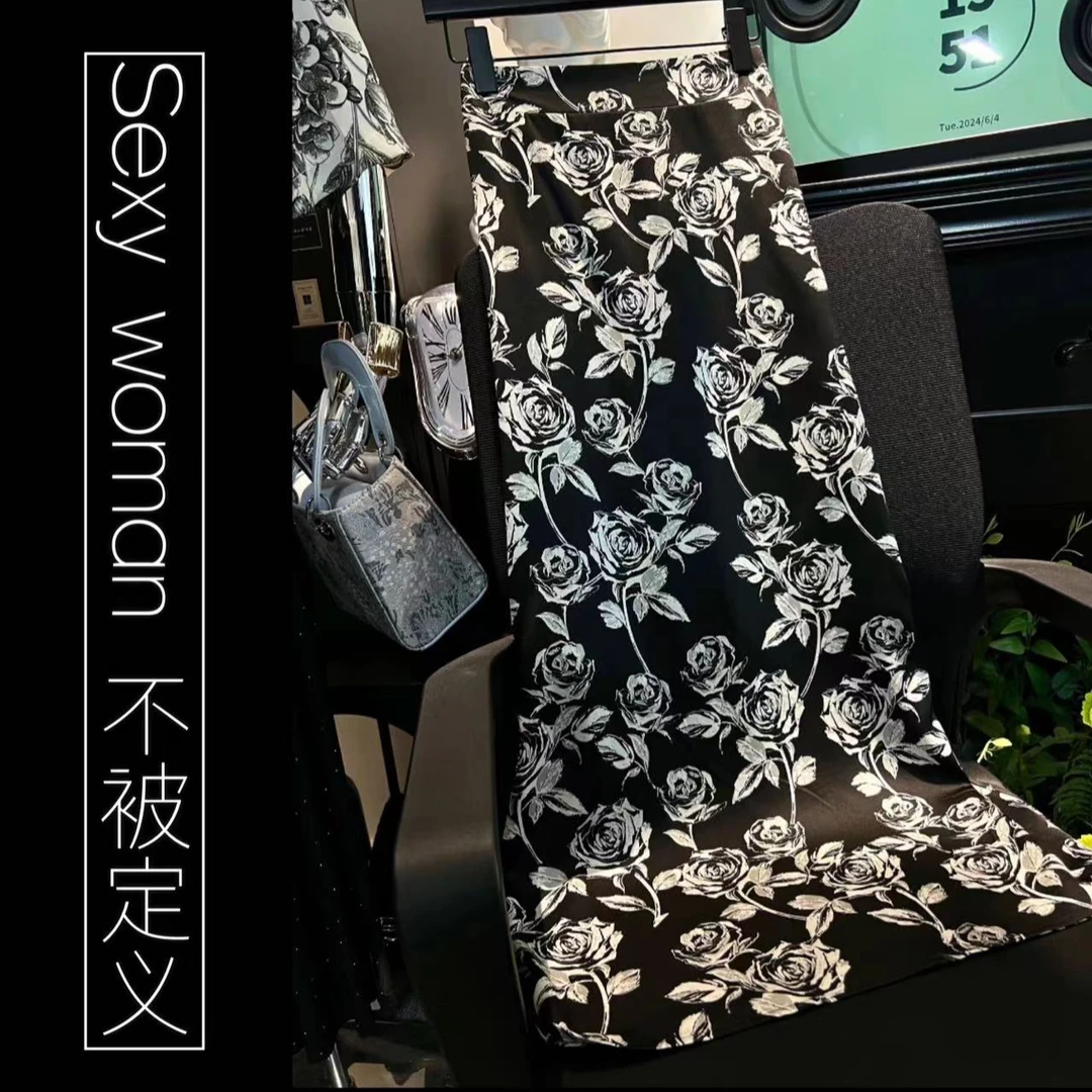 （戴安娜）高端新款女雪纺气质鱼尾半裙高腰开叉半身裙#C118-27