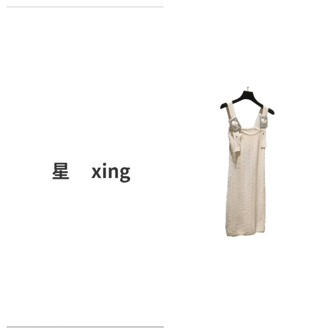 夏装新款可调节背带中长款针织连衣裙8001