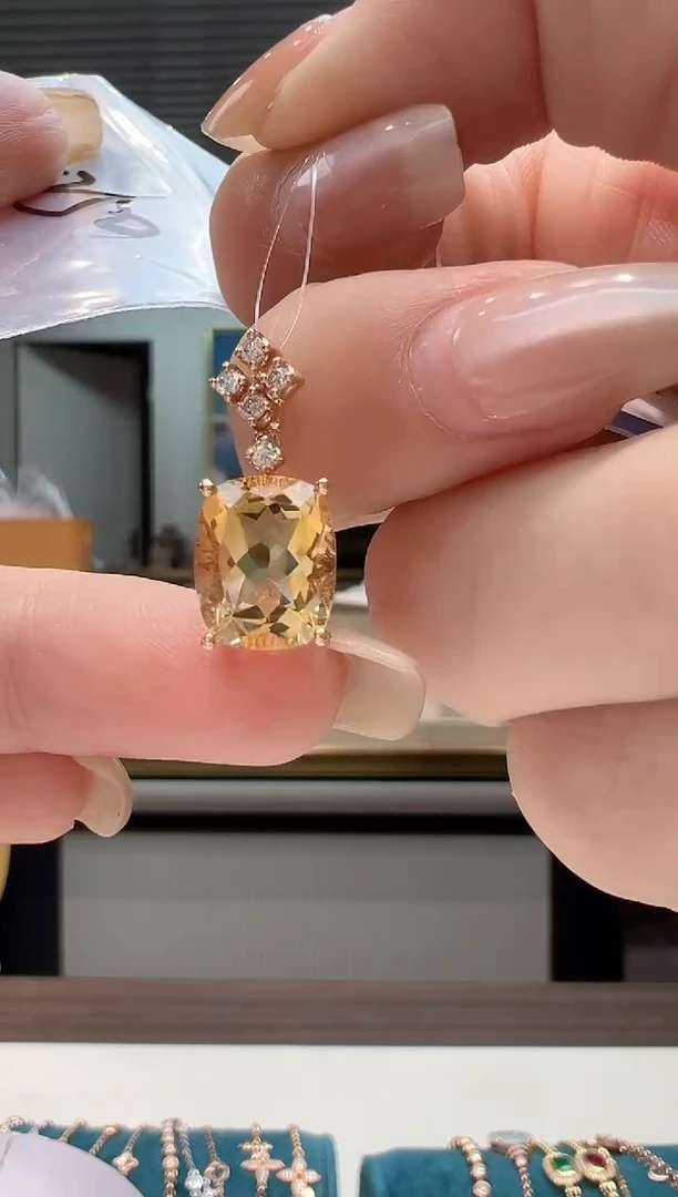 【闪购商品】黄晶吊坠(不含链)18K金镶嵌黄晶设计款吊坠