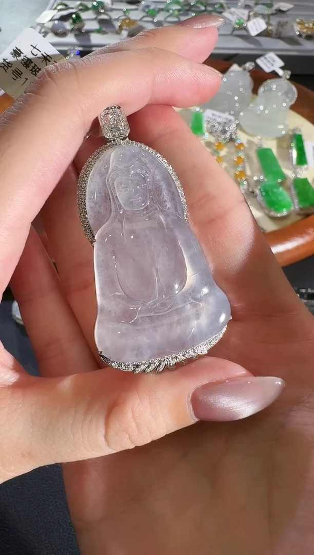 翡翠18K金镶嵌吊坠(不含链)【源头工厂】钻石镶嵌