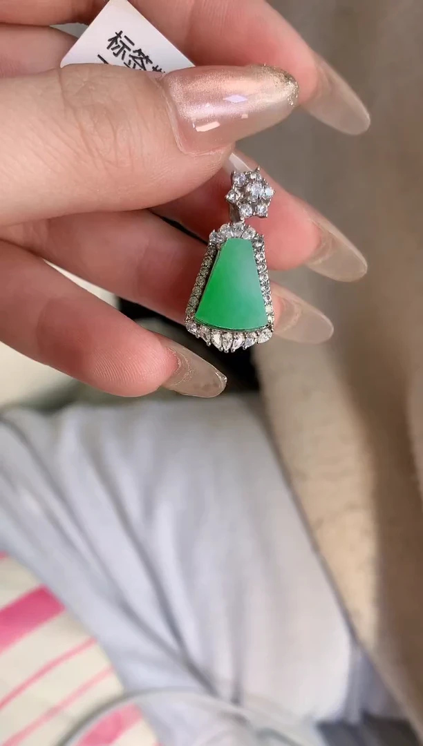 吊坠(不含链)银S925镶嵌翡翠【挽石珠宝】无事牌