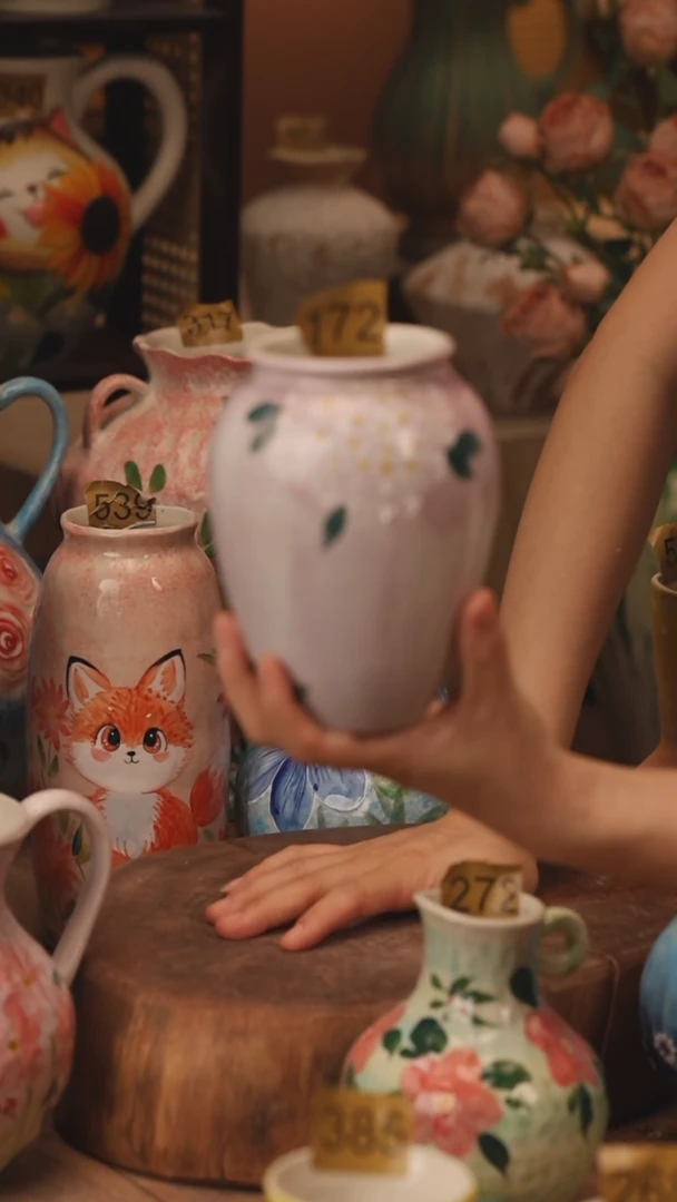 陶瓷172景德镇设计师手作花器摆件侘寂风