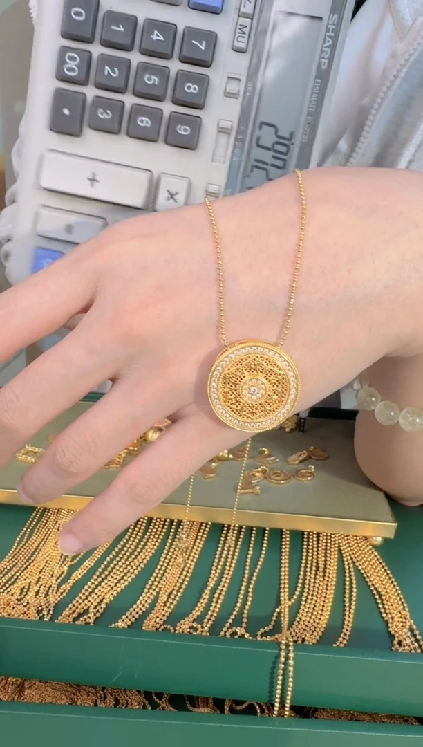 六字真言罗盘吊坠4.32g 50cm固定双色幻影链2.60g（多样性发货）