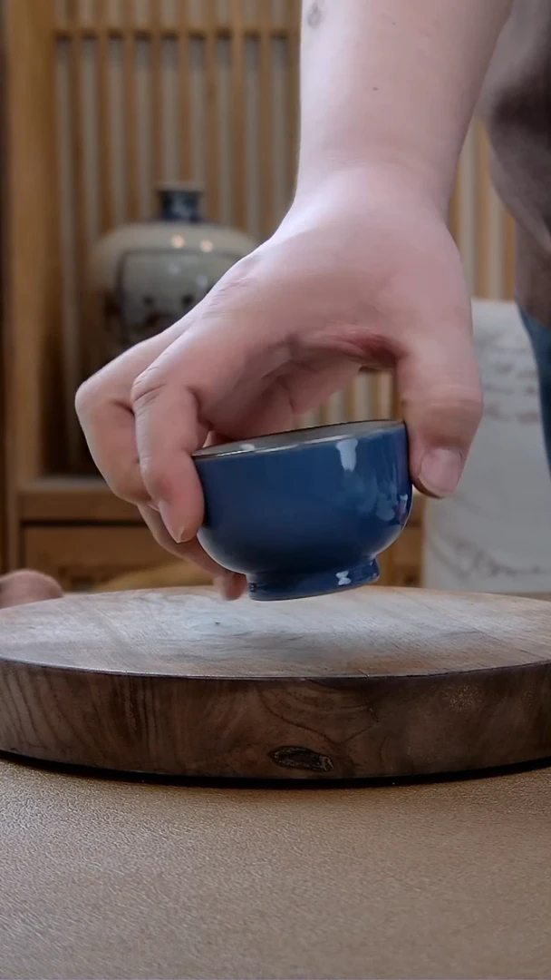 【闪购商品】拾玉窑天蓝汝釉缸杯