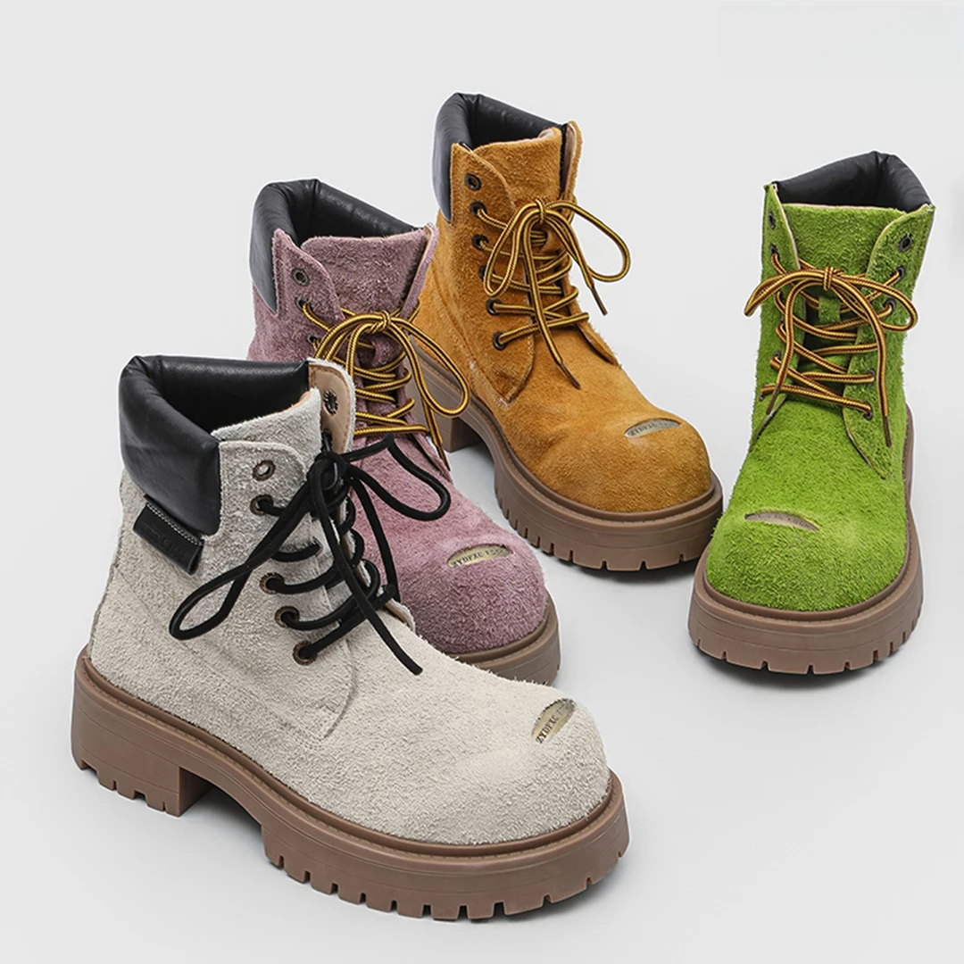 2025夏季真皮马丁靴男英伦风休闲工装靴高级感情侣短靴厚底增高靴