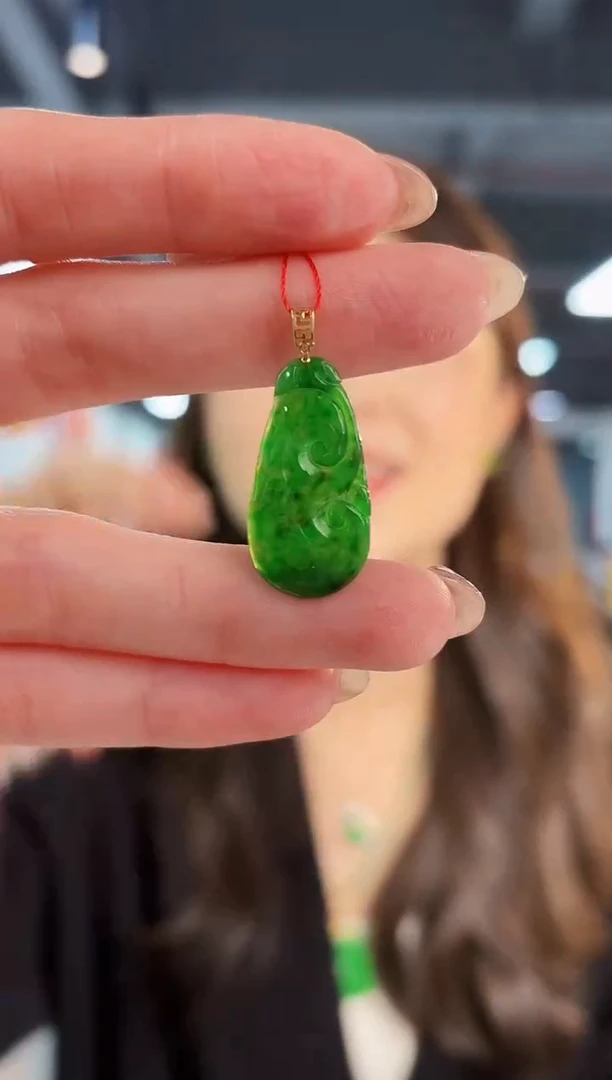【闪购商品】翡翠颈饰18K金镶嵌缅料A货/支持复检/一对