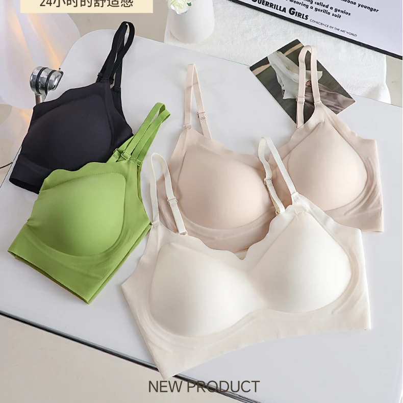 聚拢睡眠裸感百搭无痕透气大胸显小ol薄款文胸一片式