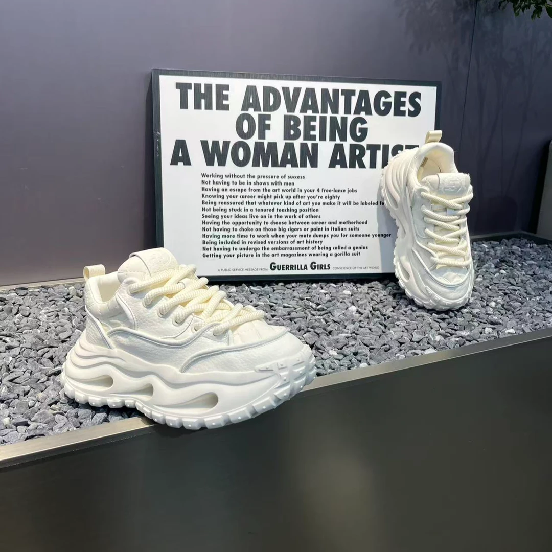 FL-单棉同款秋冬镂空增高厚底轻奢皮面休闲潮流男士老爹鞋