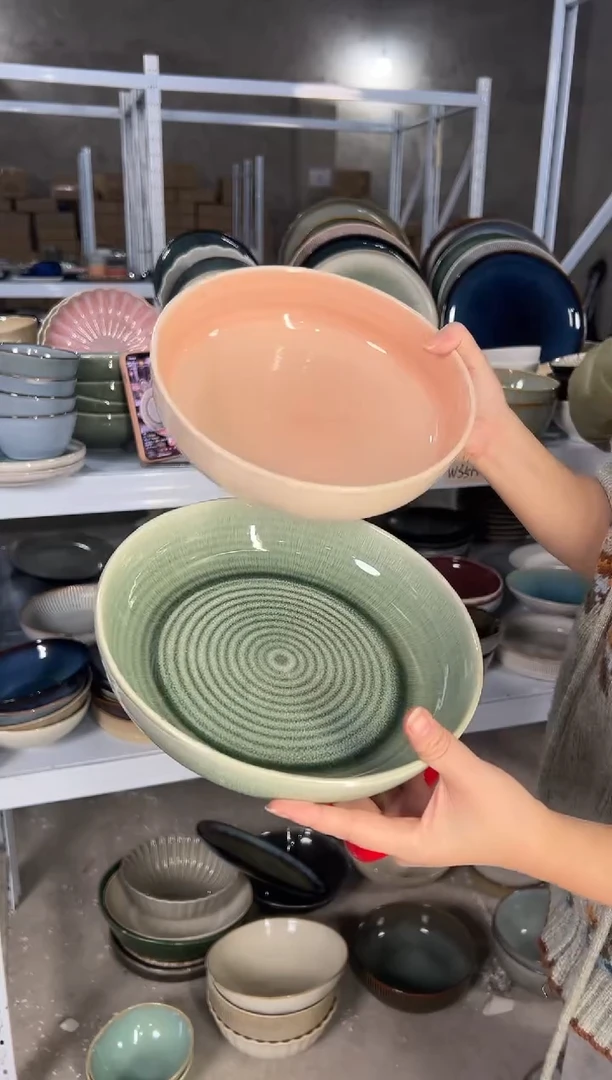 陶瓷外贸尾货瑕疵满20包邮X2深盘组合