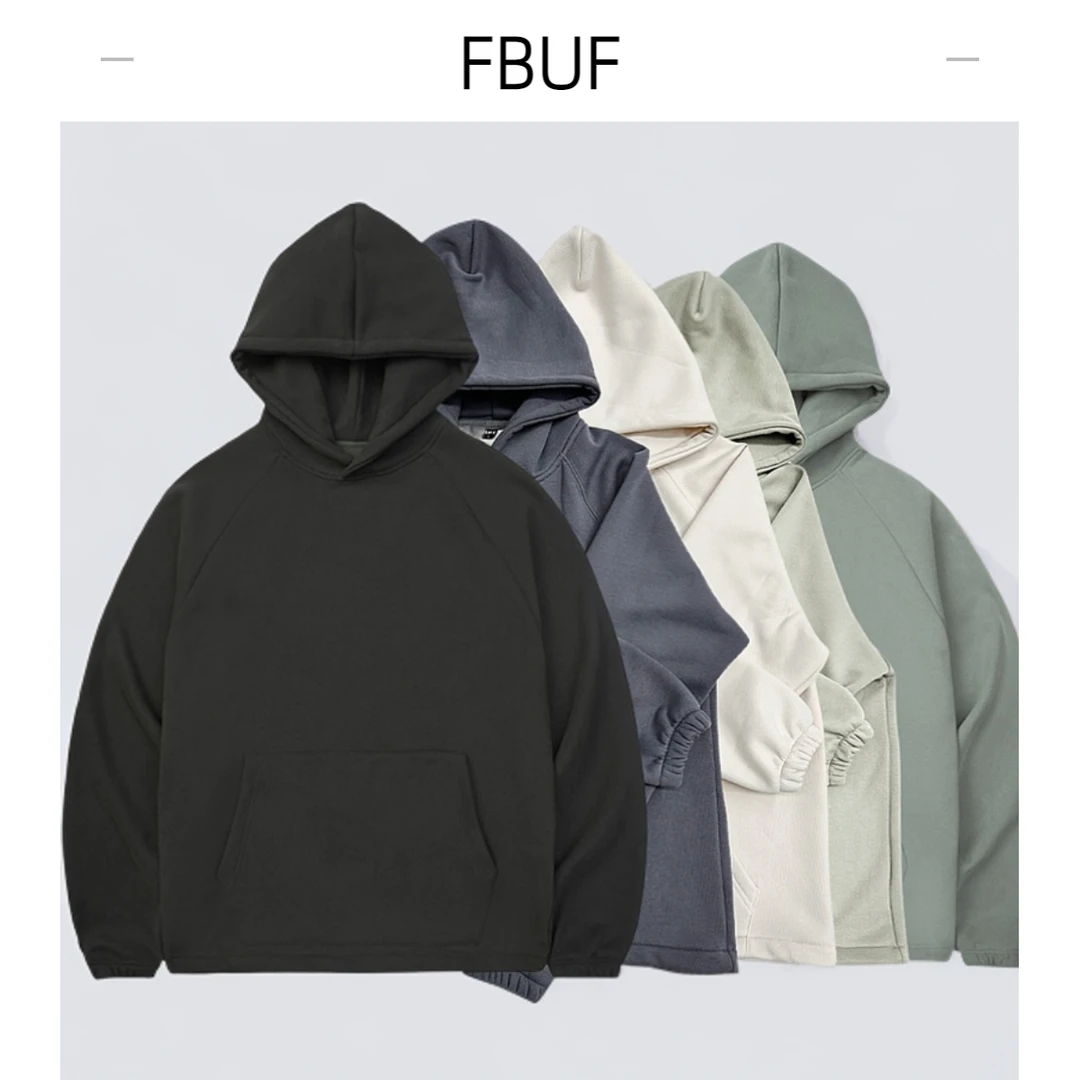 FUBF原创潮牌520G重磅美式插肩袖卫衣秋冬加绒连帽男女is情侣外套