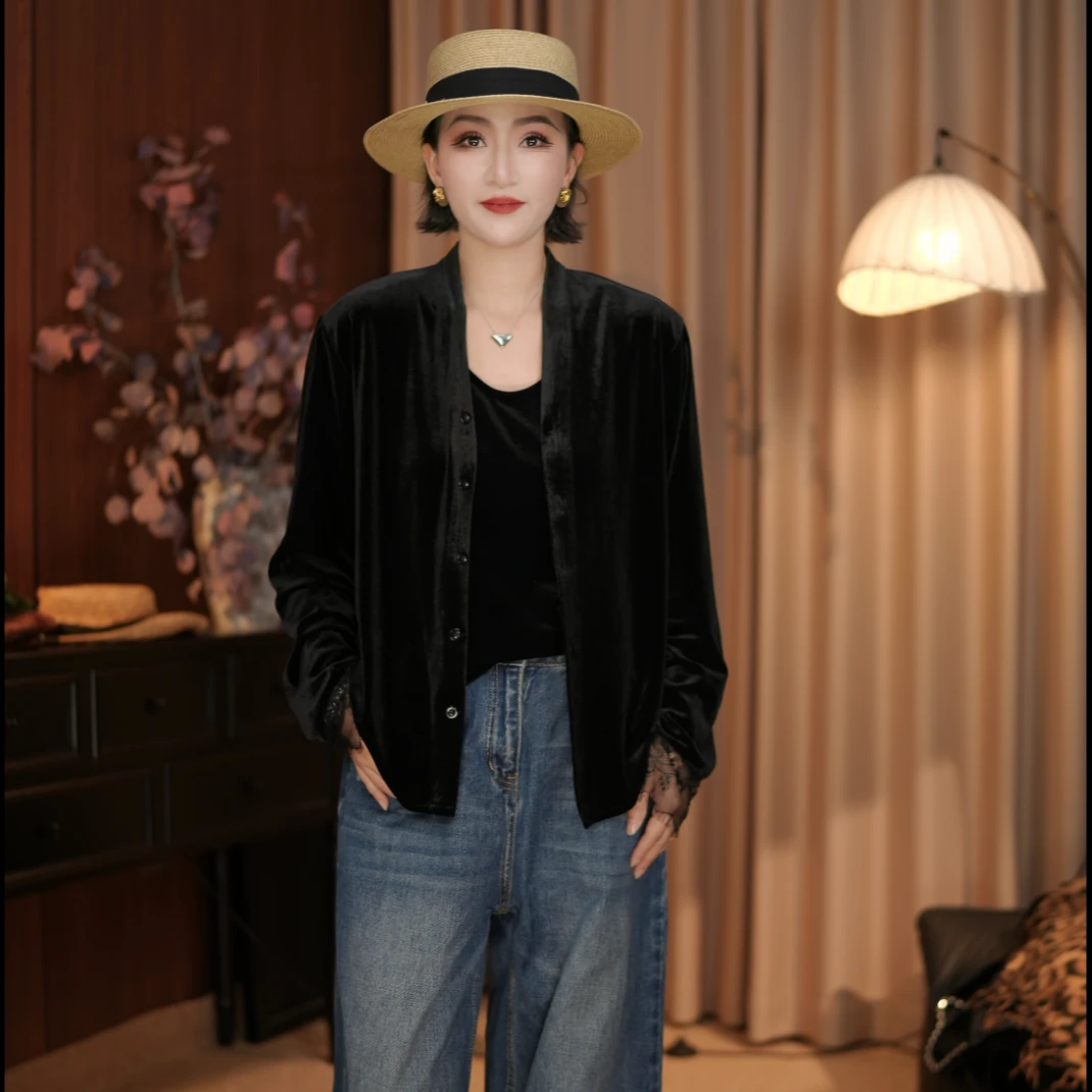 7920新款早秋丝绒时尚洋气显瘦气质外套