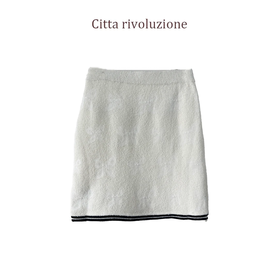 小众千金风S*P早春撞色边蝴蝶结针织半裙214