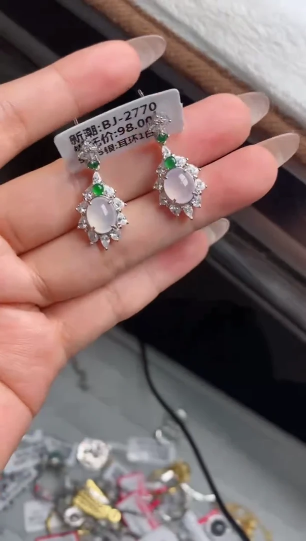 银S925镶嵌戒指翡翠m**o天然A货翡翠