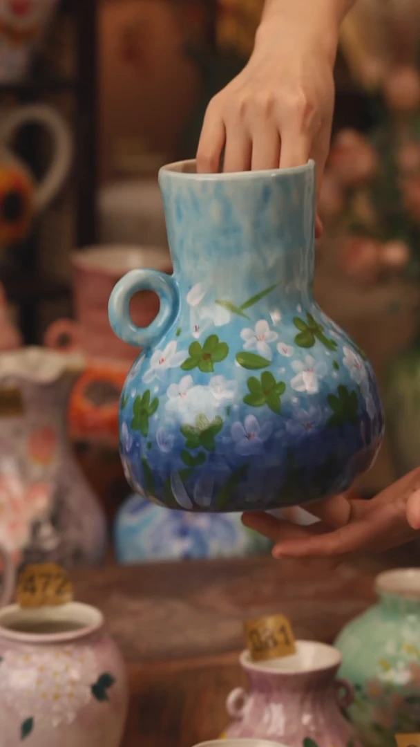 陶瓷481景德镇设计师手作花器摆件侘寂风