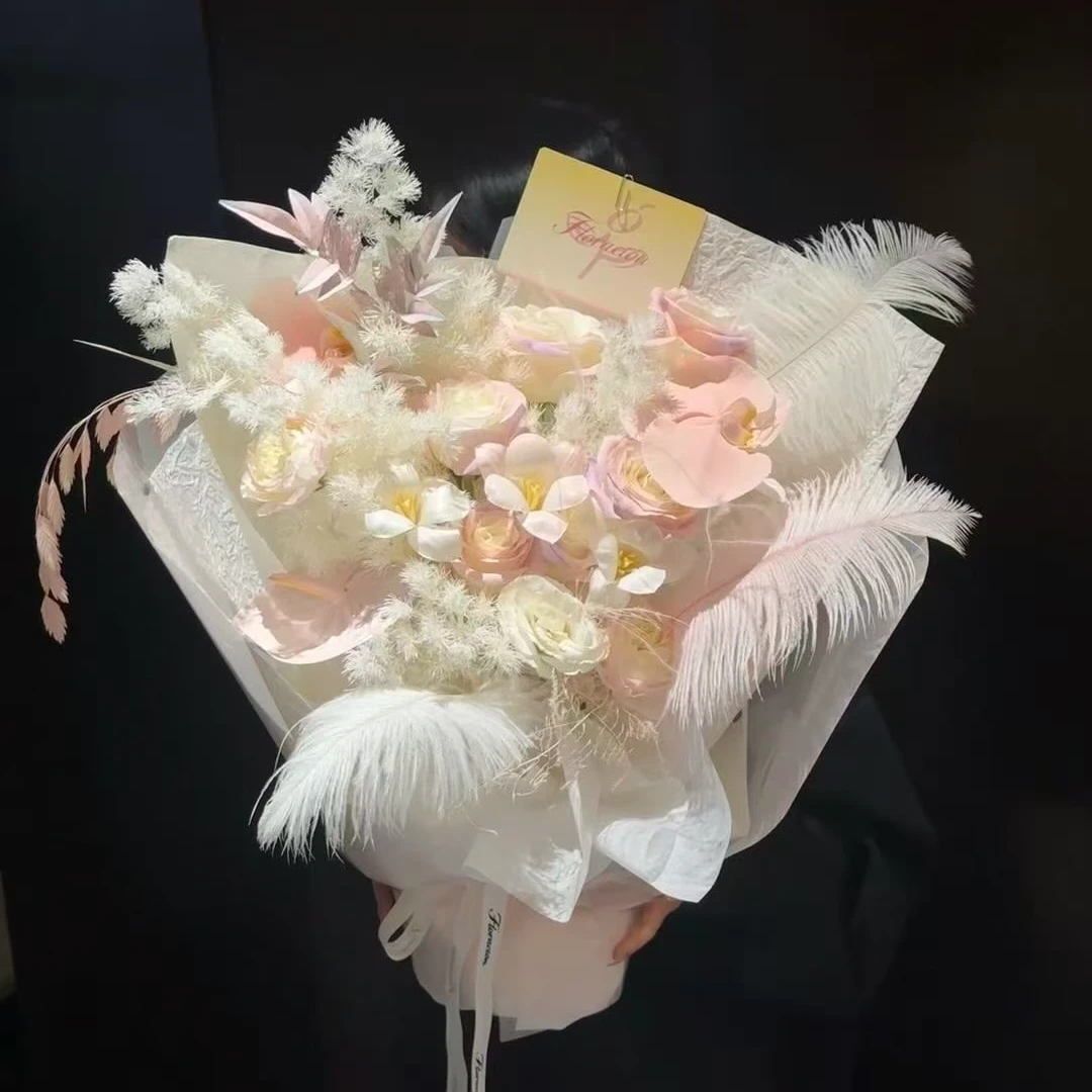 【1帮1】花艺羽毛硬细杆15-20cm鲜花花束装饰包装材料花店批发资材
