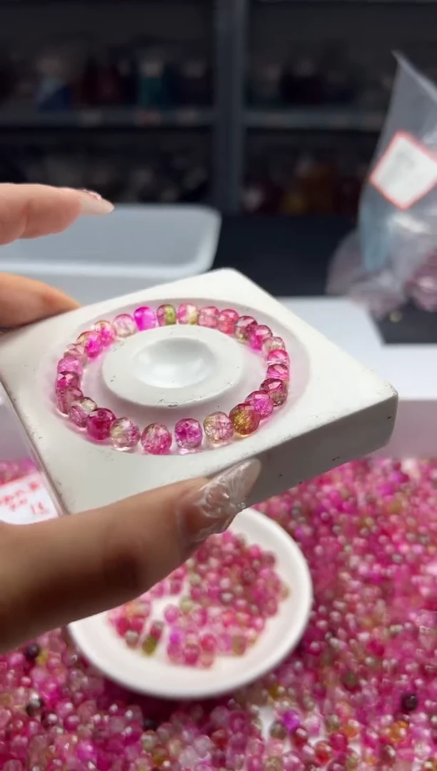 未镶嵌颈饰碧玺w2917西瓜碧玺方糖7+mm*20颗