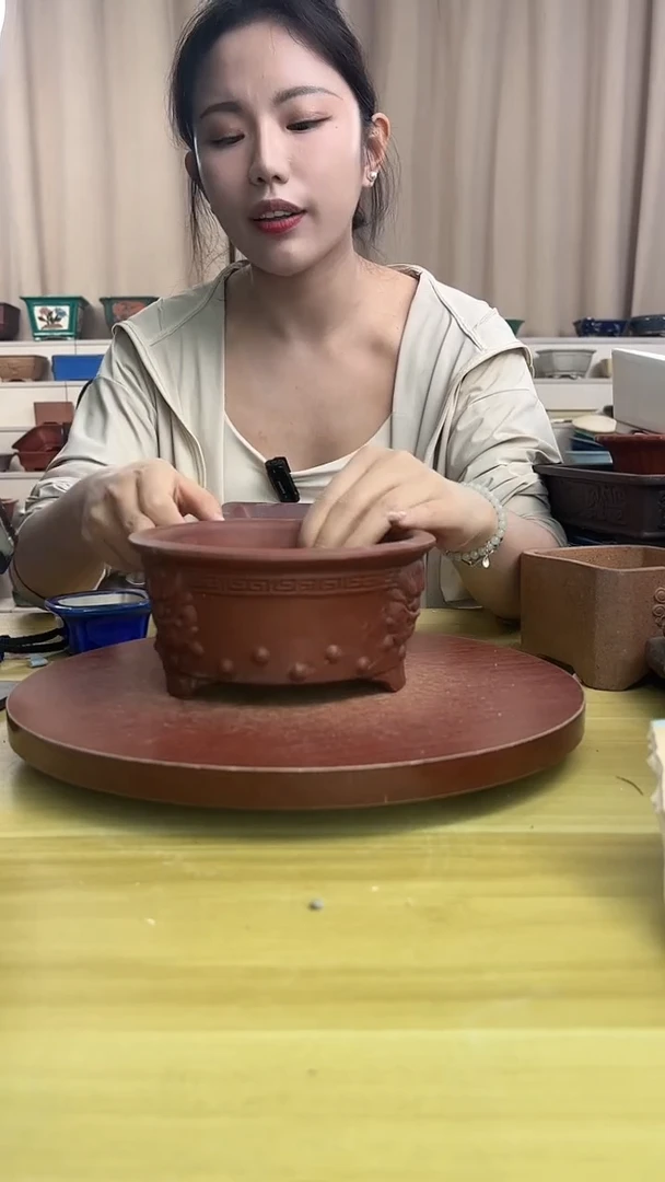 紫砂花盆浅草紫砂花盆微瑕