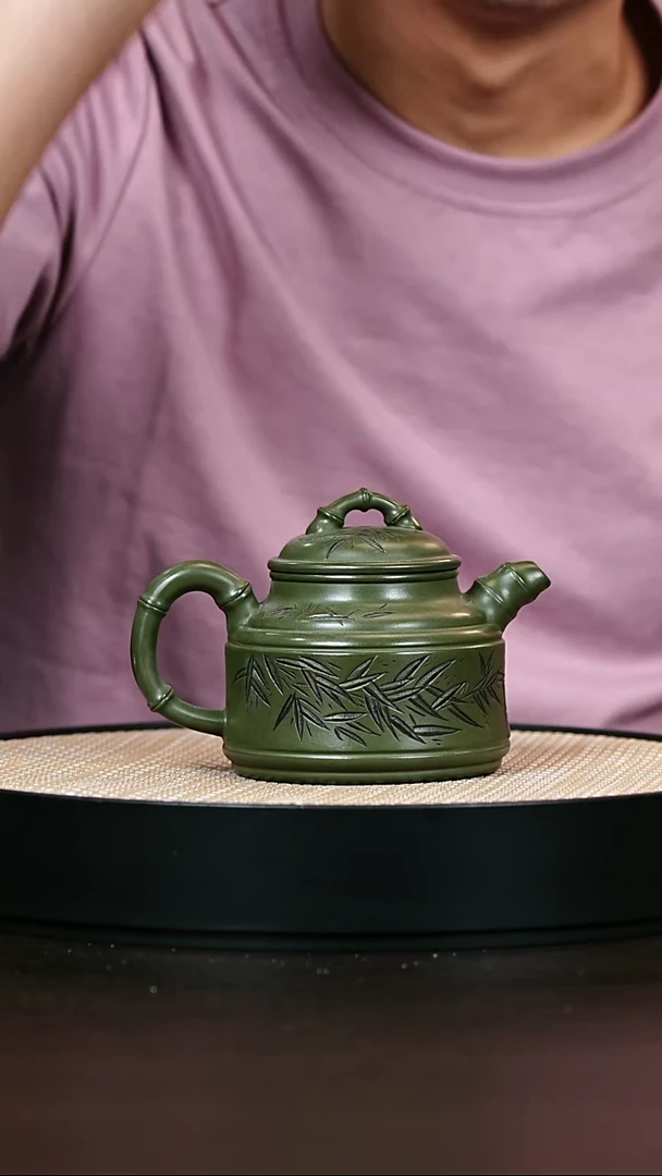 茶壶紫砂古绿泥竹鼎300cc