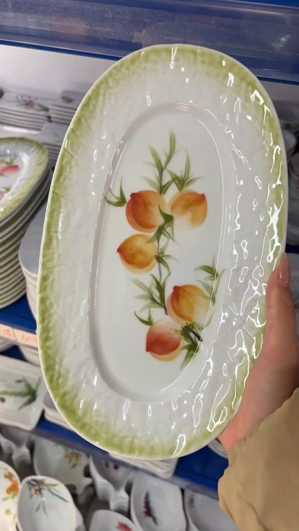瓷片景德镇高温陶瓷食品级手绘釉中彩-手捏鱼盘