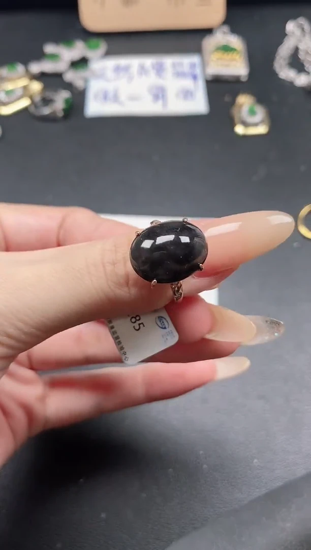 银S925镶嵌戒指翡翠15511