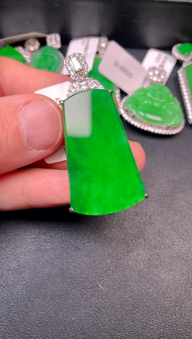 吊坠(不含链)银S925镶嵌翡翠吊坠