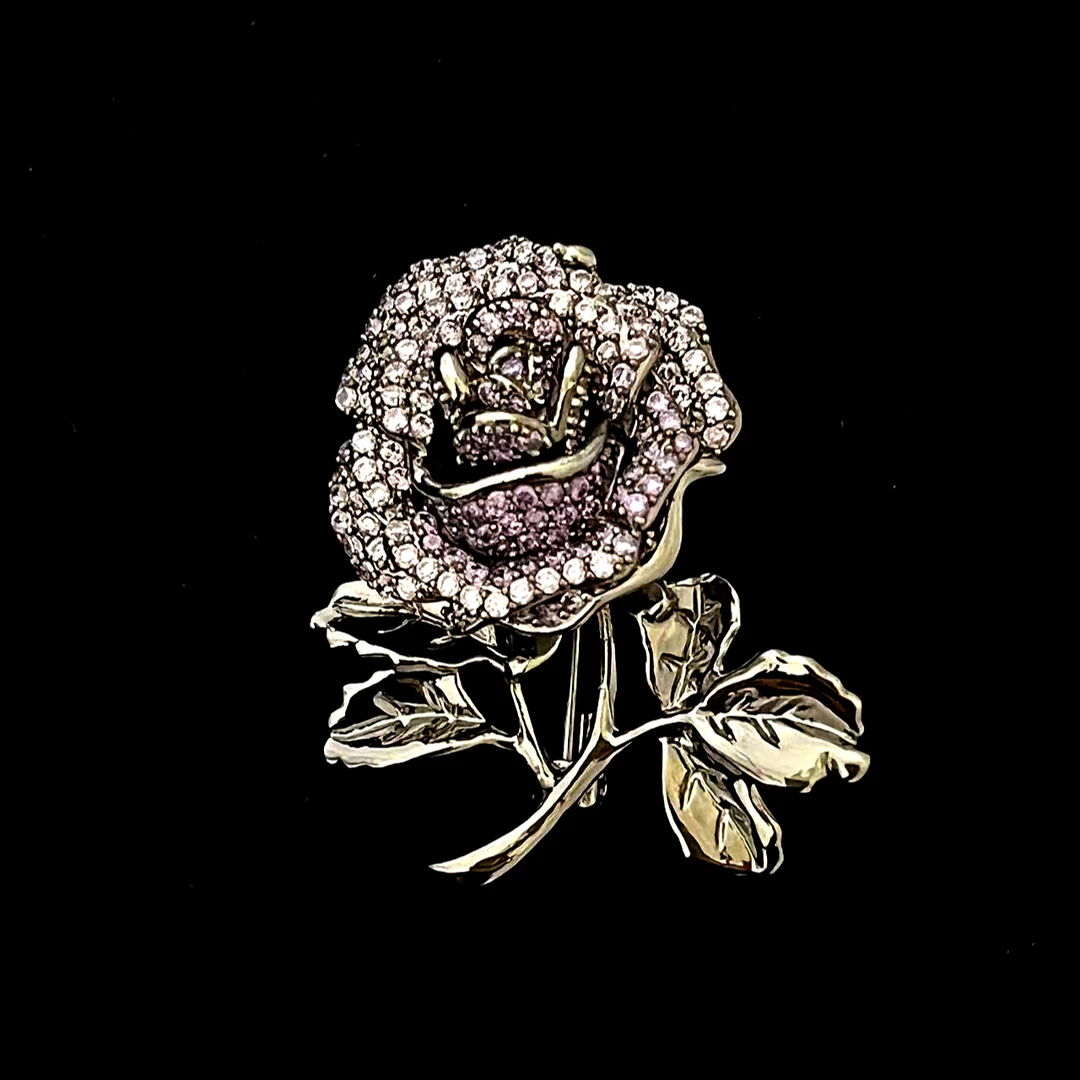 铜合金合成锆石胸针 xz4823心上玫瑰.淡雅