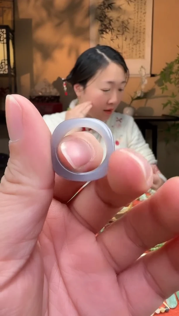 【闪购商品】和田玉戒指未镶嵌冰烟紫15mm