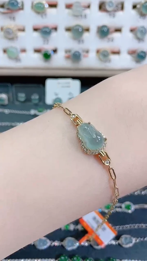 银S925镶嵌手链翡翠天然翡翠