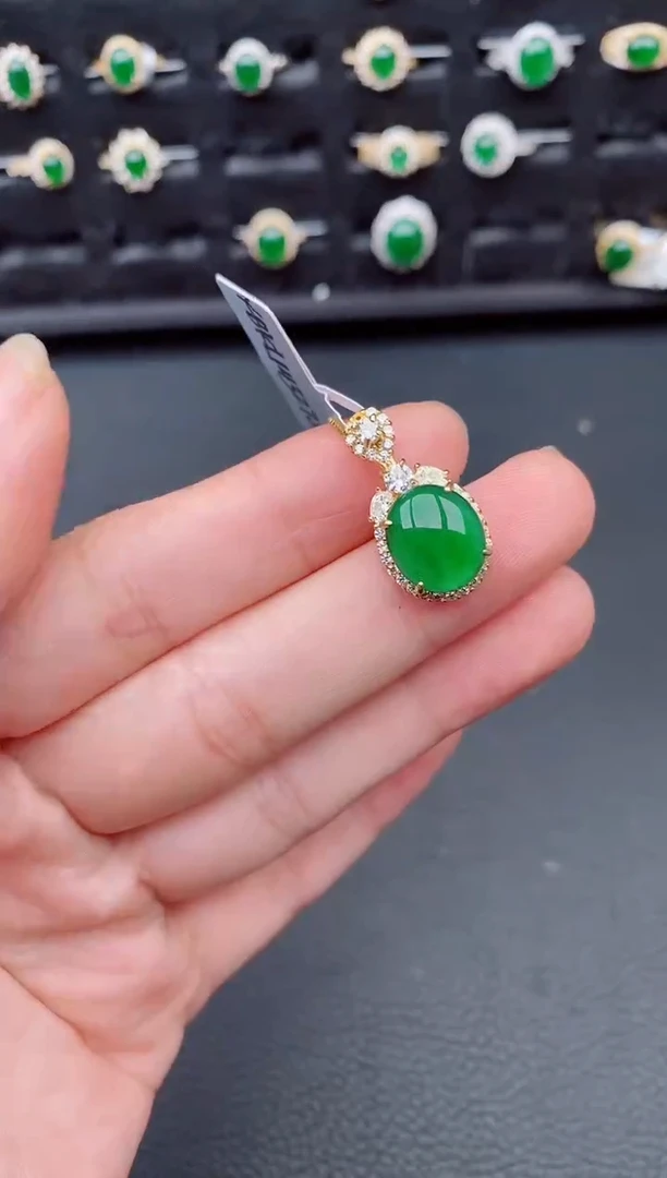 颈饰银S925镶嵌翡翠天然a货翡翠123