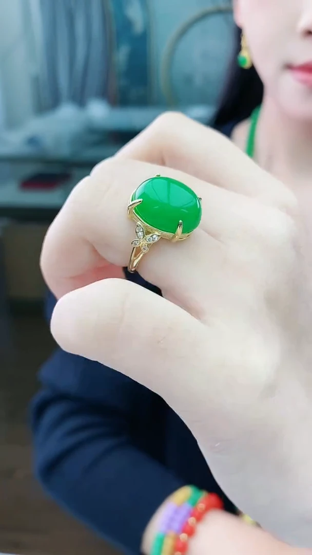 【闪购商品】翡翠戒指14K金镶嵌J6戒指