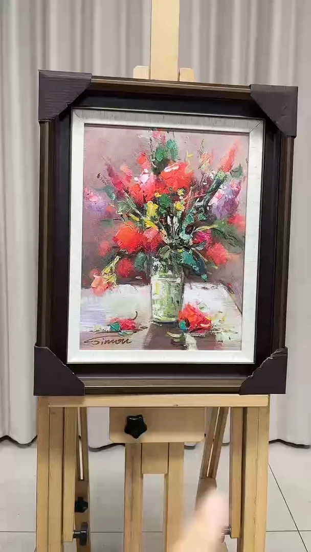 油画陶宗健-30x40-花卉-带框