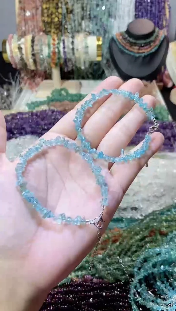 未镶嵌珠宝半成品水晶小蓝磷灰手链