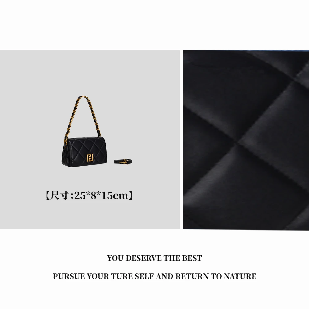 【特特甄选】GQ-89501-黑色金法式单根中号百搭轻奢单肩包腋下时尚