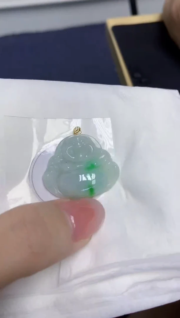 颈饰18K金镶嵌翡翠天然缅甸翡翠A货百元以上9元证书费自理