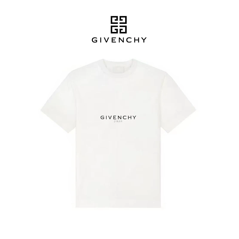 全新未使用 Givenchy/纪梵希 超大版LOGO印花圆领短袖T恤白色男款