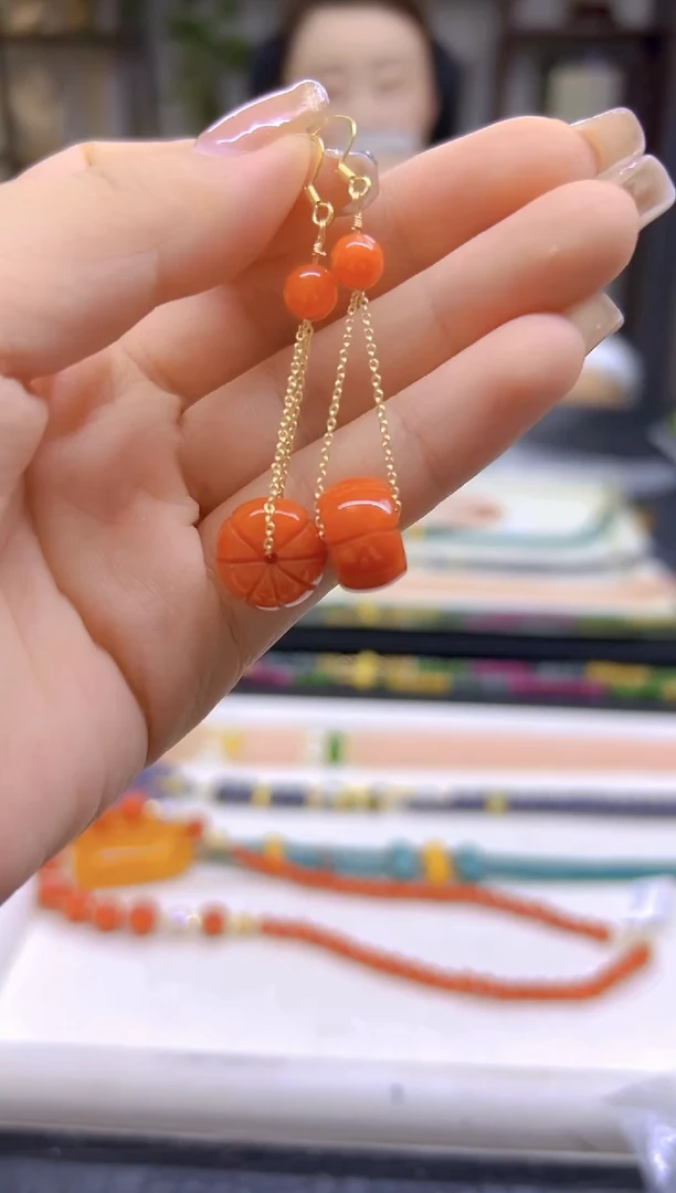 翡翠14K金镶嵌耳饰DIY款E845