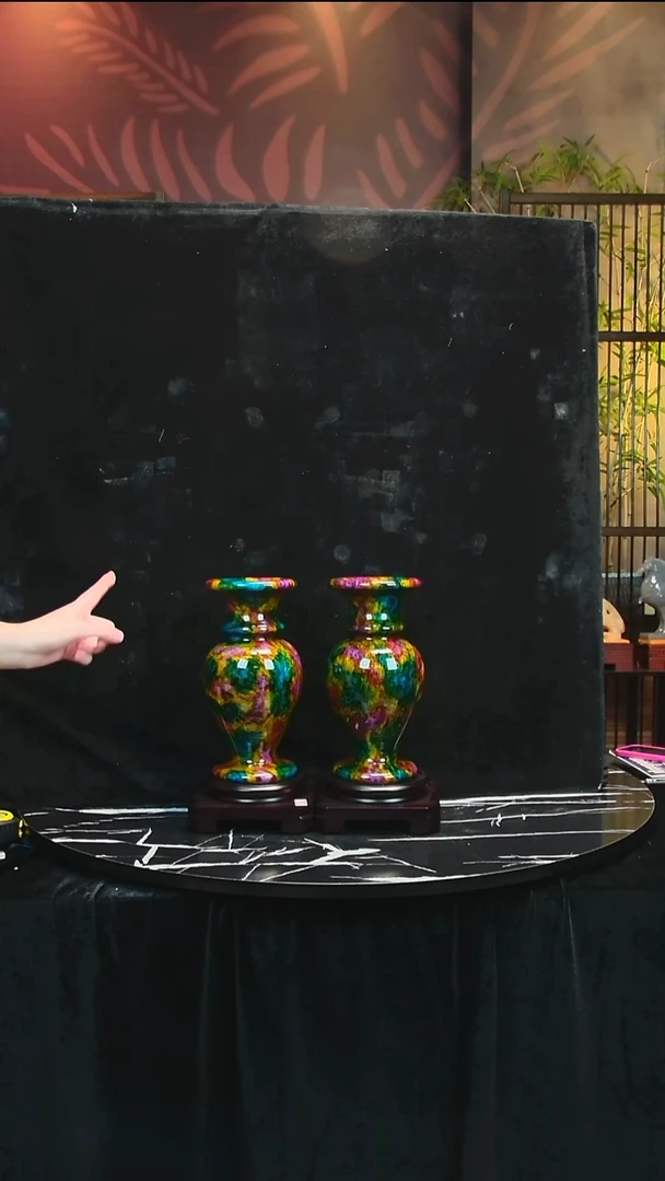 石材太*家居摆件花瓶一对