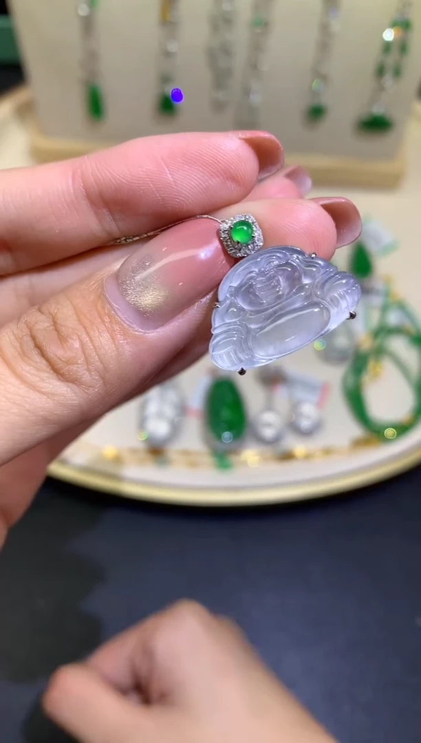 翡翠18K金镶嵌吊坠(不含链)吊坠A77|2980