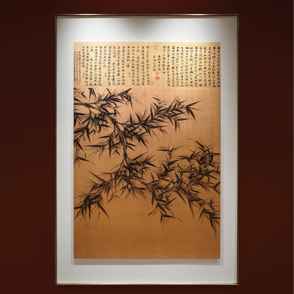 释同《墨竹图》铜雕画浮雕肌理新中式客厅沙发餐厅装饰挂画