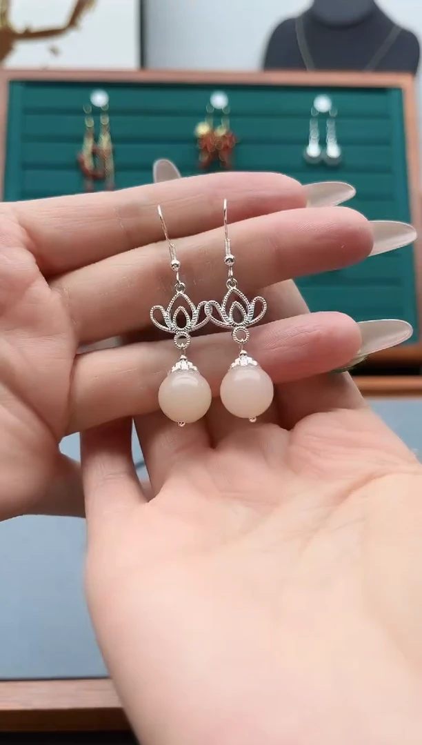 【闪购商品】玛瑙/玉髓耳饰银S925镶嵌211