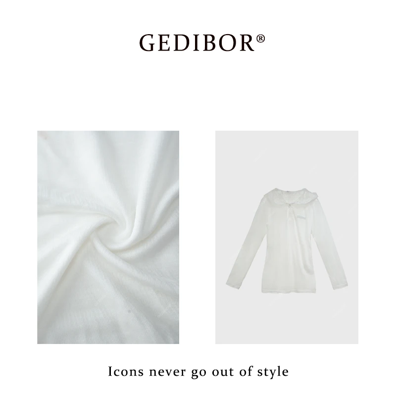 【GEDIBOR】“雪花蕾丝”气质长袖时尚百搭上衣