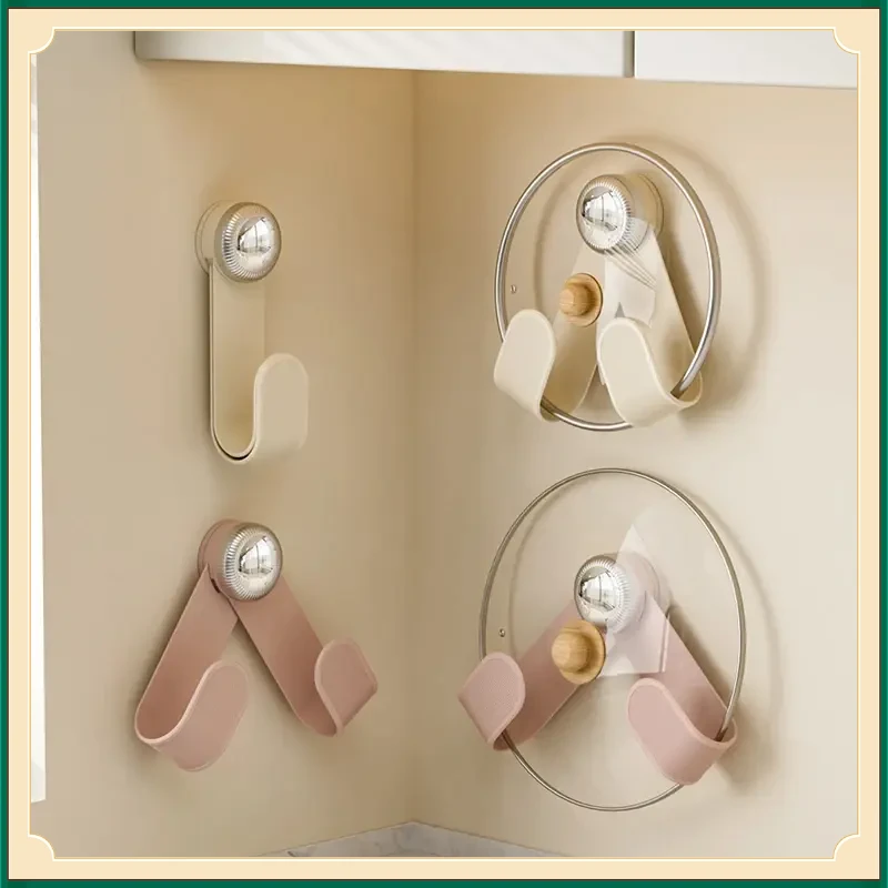 【现货速发】吸盘旋转锅盖架家用免打孔置物架厨房壁挂可调节尺t