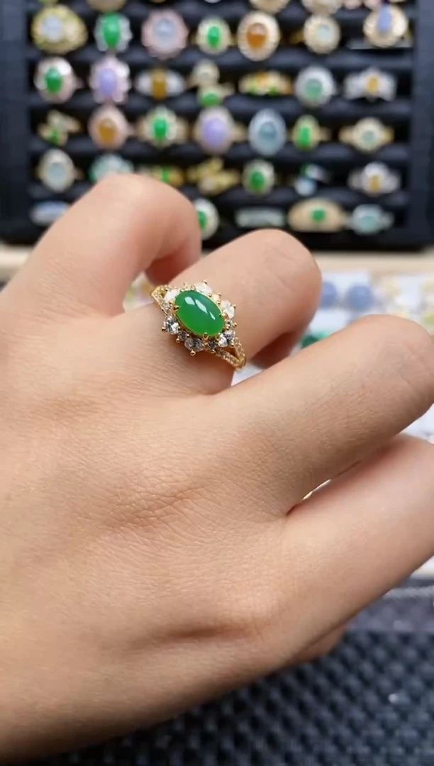 银S925镶嵌戒指翡翠251