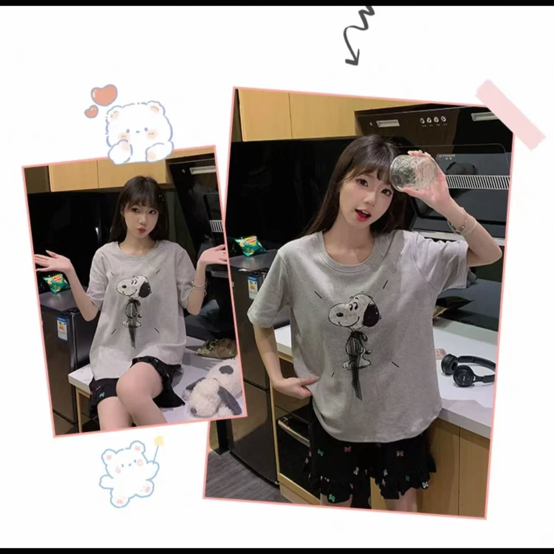 180-灰色史努比蝴蝶结带胸垫三件套套装