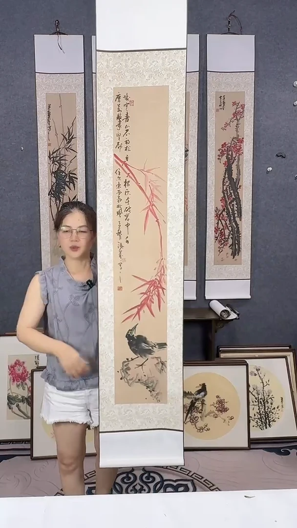 国画175*32吴铁成手绘卷轴