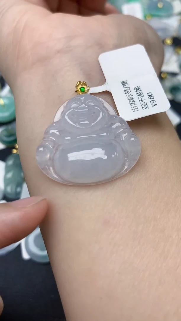 颈饰18K金镶嵌翡翠天然缅甸A货翡翠