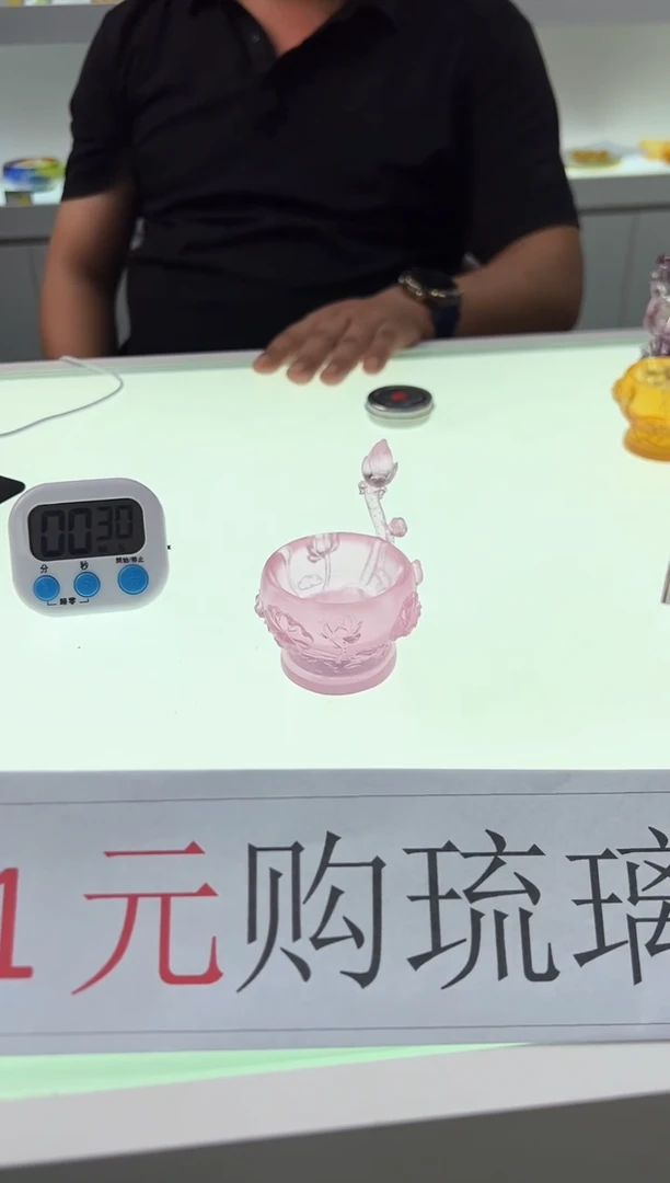 【闪购商品】泥塑古法琉璃烛台摆件粉红