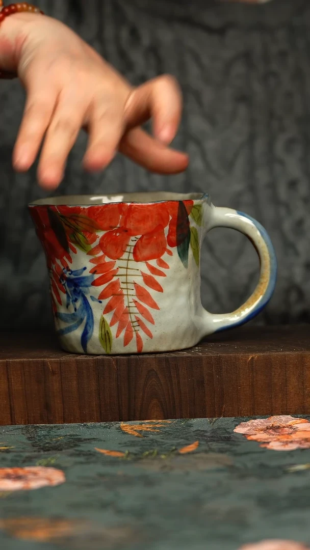 杯釉下彩手工手绘同款陶器