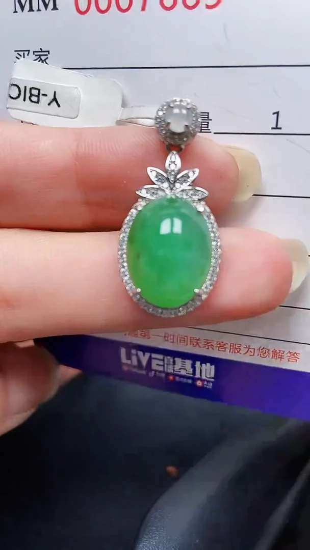 颈饰银S925镶嵌翡翠7669
