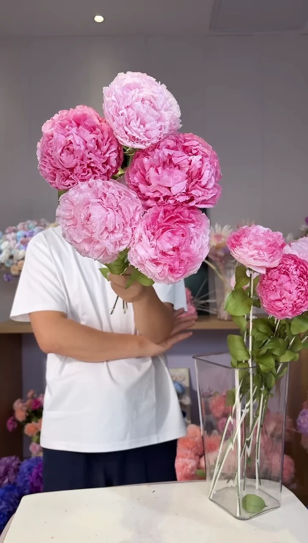 永生芍药5枝(深粉2/浅粉2/渐变粉1)